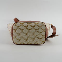Celine Triomphe Canvas Bucket Bag White