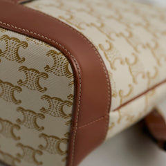 Celine Triomphe Canvas Bucket Bag White