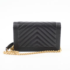 Chanel Boy Wallet On Chain WOC Chevron Caviar Black- Microchipped