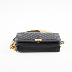 Chanel Boy Wallet On Chain WOC Chevron Caviar Black- Microchipped