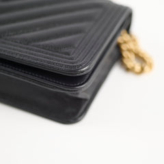 Chanel Boy Wallet On Chain WOC Chevron Caviar Black- Microchipped