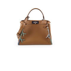 Fendi Medium Peekaboo Woven Calf Leather Top Handle Bag