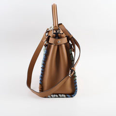 Fendi Medium Peekaboo Woven Calf Leather Top Handle Bag