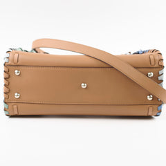 Fendi Medium Peekaboo Woven Calf Leather Top Handle Bag