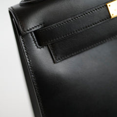 Hermès Kelly 28 Black Box Leather D Square Stamp
