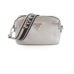 Prada Leather Shoulder Camera Bag Light Grey (two straps)