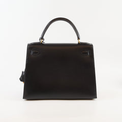 Hermès Kelly 28 Box Black GHW A Square Stamp