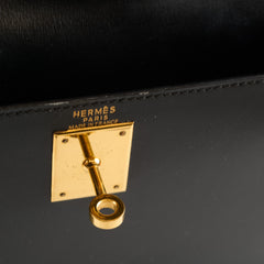 Hermès Kelly 28 Box Black GHW A Square Stamp