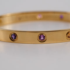 35661 Cartier Classic Love 10 Rainbow Bracelet Yellow Gold Size 16