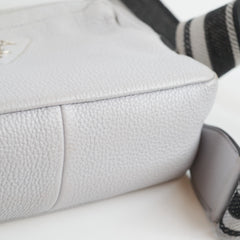 Prada Leather Shoulder Camera Bag Light Grey (two straps)