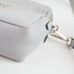 Prada Leather Shoulder Camera Bag Light Grey (two straps)