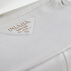 Prada Leather Shoulder Camera Bag Light Grey (two straps)