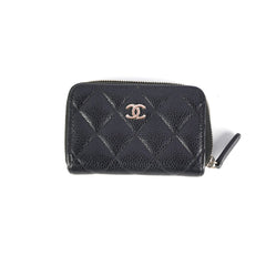 Chanel Quilted Caviar Zip Cardholder Black