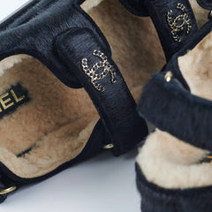 Chanel Calf Hair Sandals Black 36 2023
