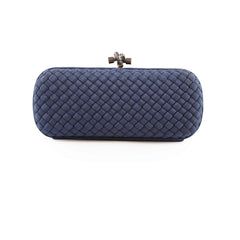 BottegaVenta Bottega Veneta Intrecciato Knot Clutch Navy