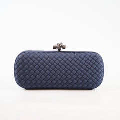 BottegaVenta Bottega Veneta Intrecciato Knot Clutch Navy