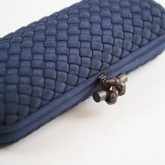 BottegaVenta Bottega Veneta Intrecciato Knot Clutch Navy