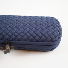 BottegaVenta Bottega Veneta Intrecciato Knot Clutch Navy