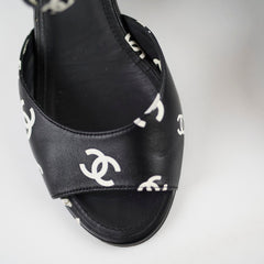 Chanel CC Sandal Heels Black Size 39