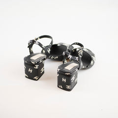 Chanel CC Sandal Heels Black Size 39