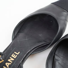 Chanel Pearl Pointed Slingbacks Black Size 39.5