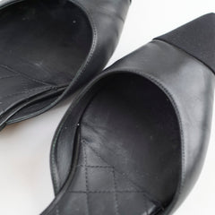 Chanel Pearl Pointed Slingbacks Black Size 39.5