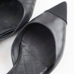 Chanel Pearl Pointed Slingbacks Black Size 39.5