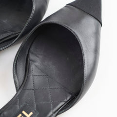Chanel Pearl Pointed Slingbacks Black Size 39.5