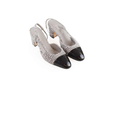 Chanel Grey Tweed Slingback Size 40