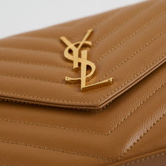 Saint Laurent Cassandre Wallet on Chain WOC Tan