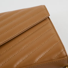 Saint Laurent Cassandre Wallet on Chain WOC Tan