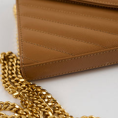 Saint Laurent Cassandre Wallet on Chain WOC Tan