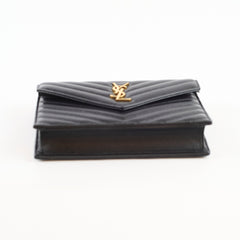 Saint Laurent Cassandre Envelope Wallet on Chain WOC Lambskin Black