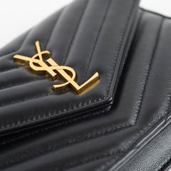 Saint Laurent Cassandre Envelope Wallet on Chain WOC Lambskin Black