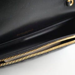 Saint Laurent Cassandre Envelope Wallet on Chain WOC Lambskin Black