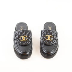 Chanel CC Turnlock Flat Mules size 36.5