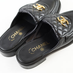 Chanel CC Turnlock Flat Mules size 36.5