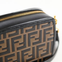 Fendi Mini Vitello Century 1974 Camera Bag FF Embossed Brown / Black