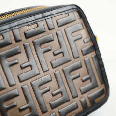 Fendi Mini Vitello Century 1974 Camera Bag FF Embossed Brown / Black