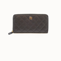 Chanel Classic Long Zip Around wallet Caviar Black