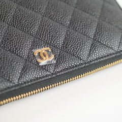 Chanel Classic Long Zip Around wallet Caviar Black