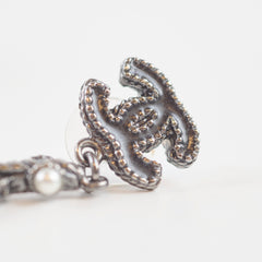 Chanel Black Enamel CC Drop Stud Earrings
