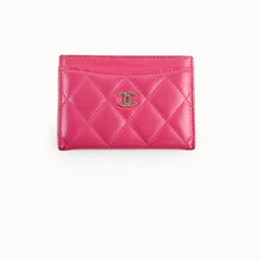 Chanel CC Quilted Lambskin Card Holder Pink
