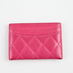 Chanel CC Quilted Lambskin Card Holder Pink