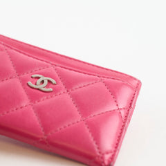 Chanel CC Quilted Lambskin Card Holder Pink