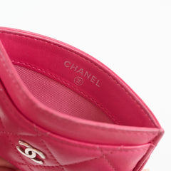 Chanel CC Quilted Lambskin Card Holder Pink