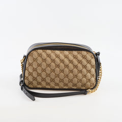 Gucci Medium Marmont Camera Bag GG Supreme Canvas Beige/Black