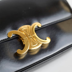 Celine Triomphe Shoulder Bag Leather Black