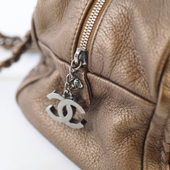 Chanel Chain Luxe Ligne Bowler Bag Grained Metallic Calfskin Bronze