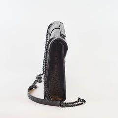 Saint Laurent Large Envelope Crocodile Embossed Leather Black
